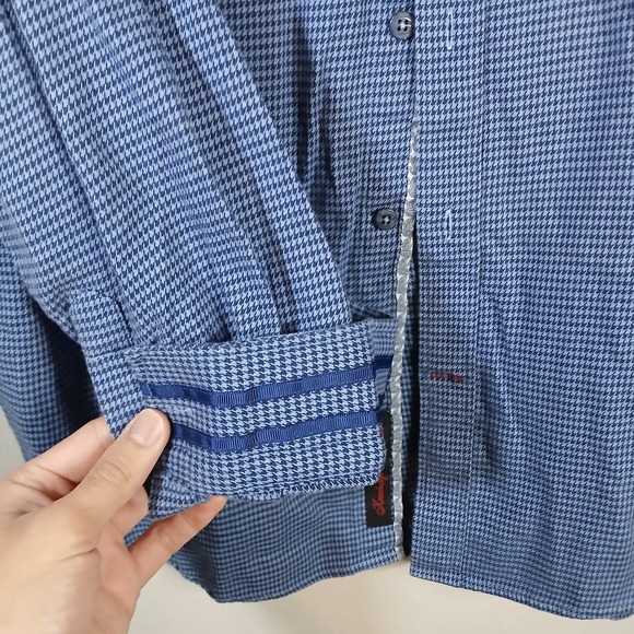 Robert Graham Shirt Mens XL Blue Modern American Tailored Fit‎ Flip Cuff AB50 - Picture 8 of 12